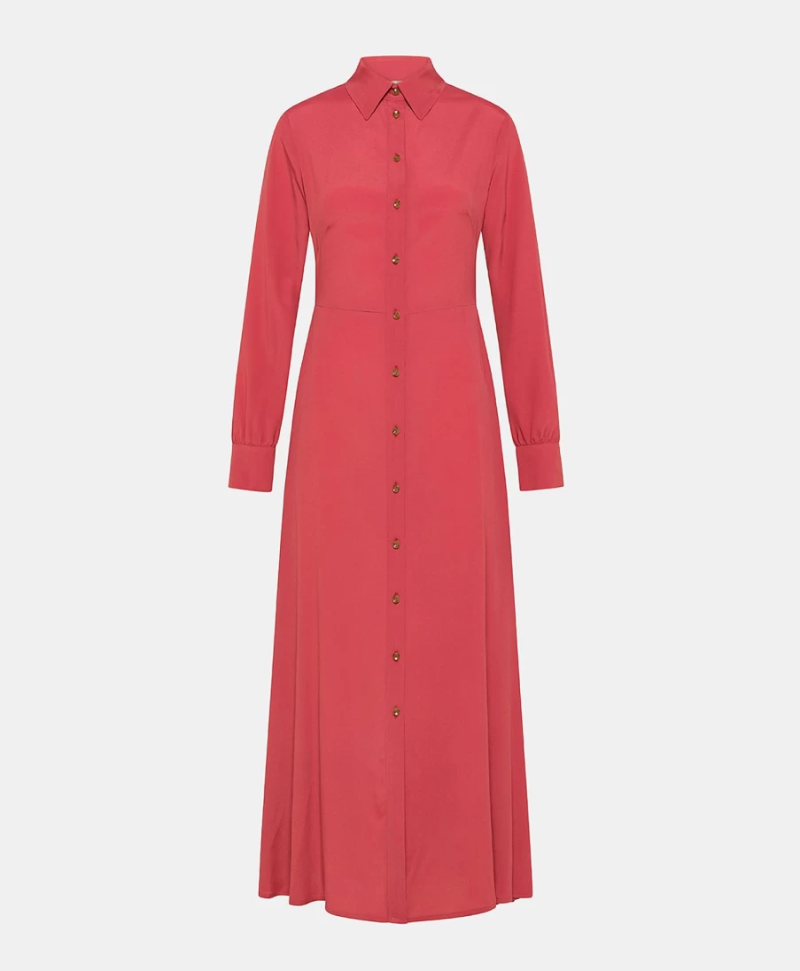 Momoni Women's Bethany Silk Dress - Elegant Burgundy Plain Design