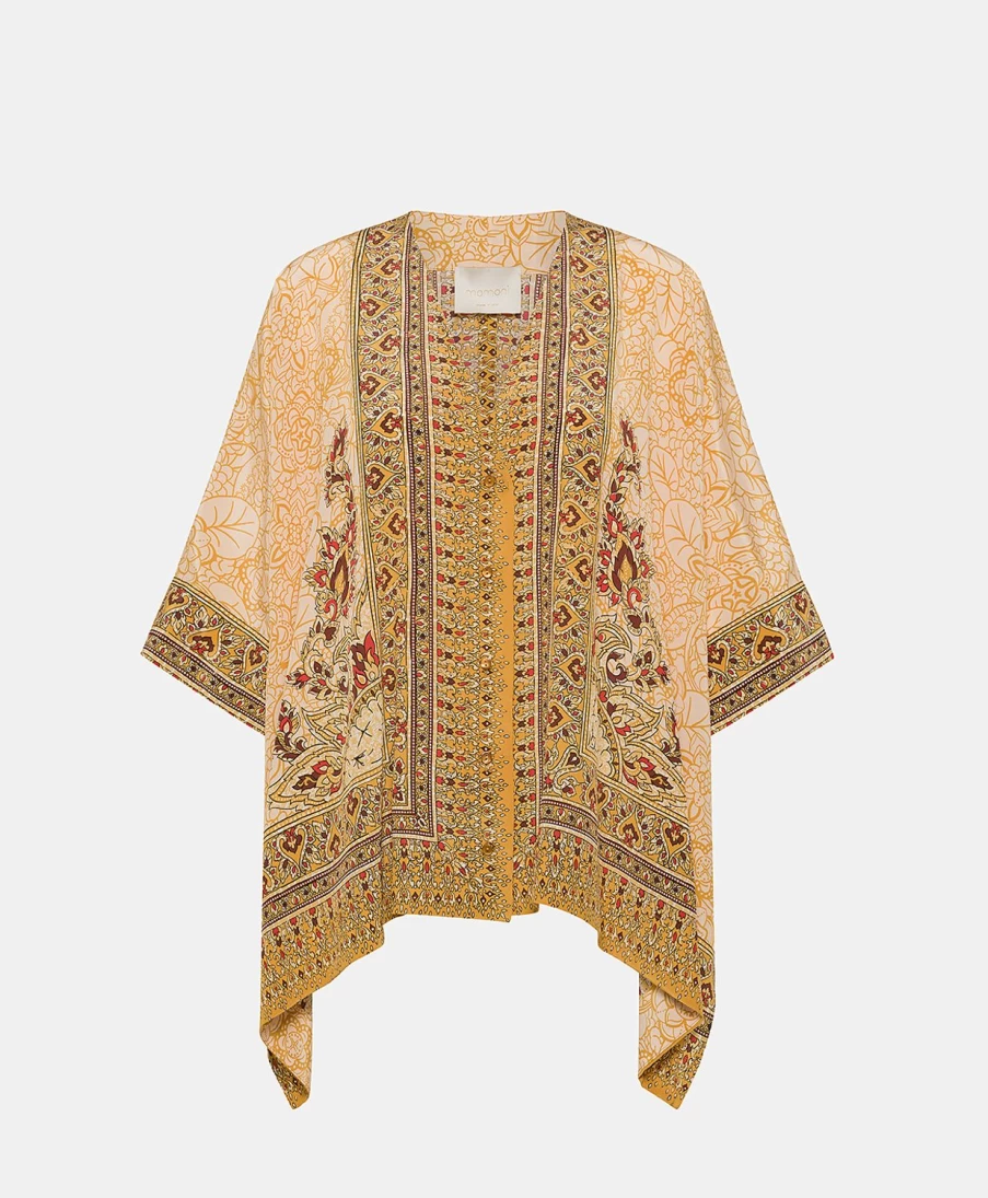 Momoni Women's Burnt Multicolor Ray Shirt in Crepe de Chine Fabric