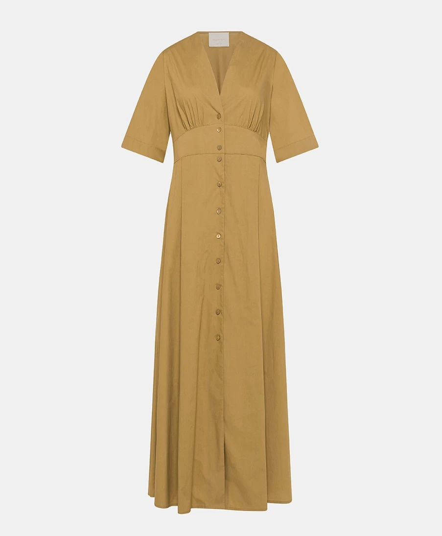 Momoni Women's Martinella Poplin Dress in Sand - Elegant Summer Casual Wear