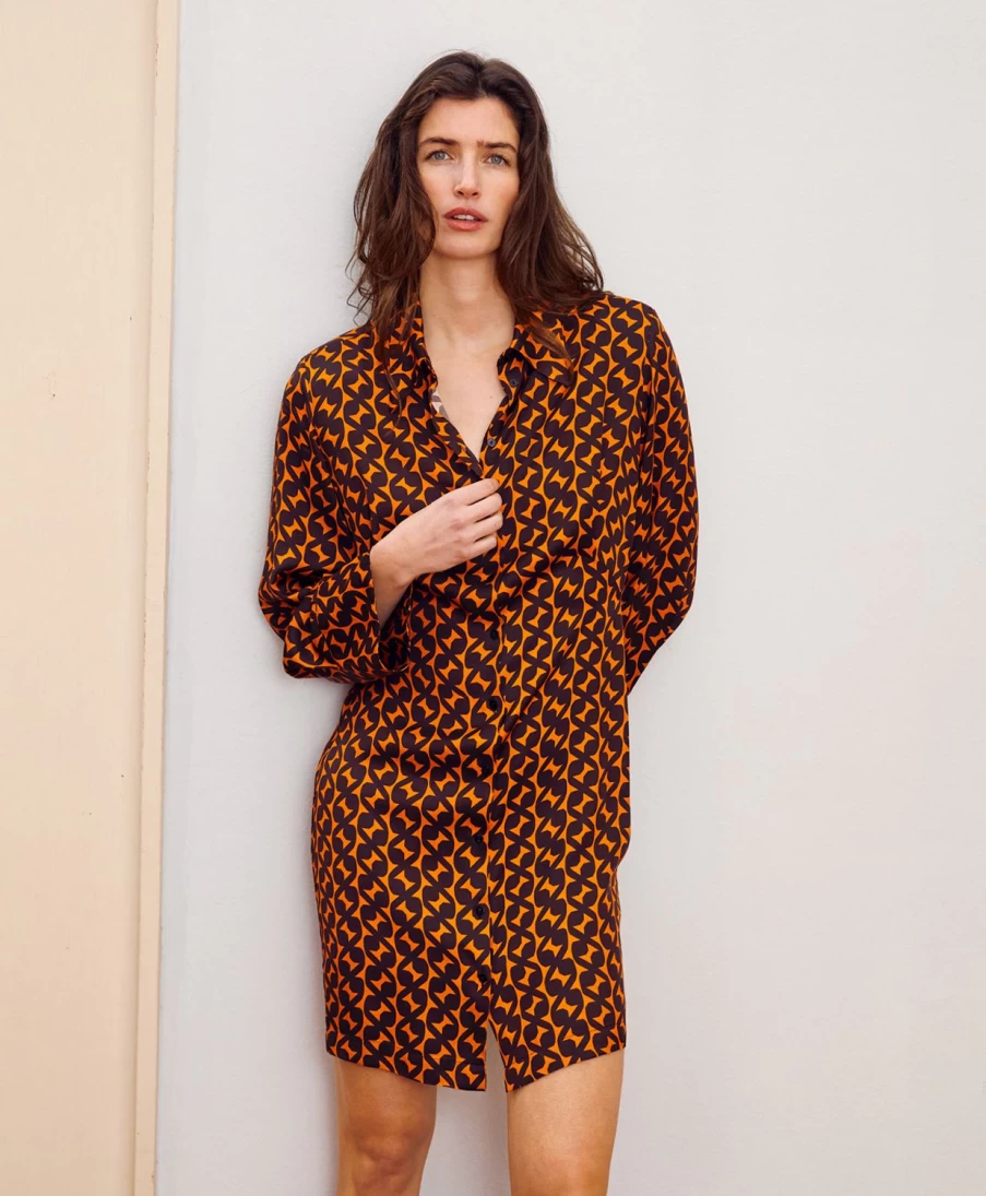Momoni Women's Florentin Dress - Brown & Orange Boho Chic Maxi Dress