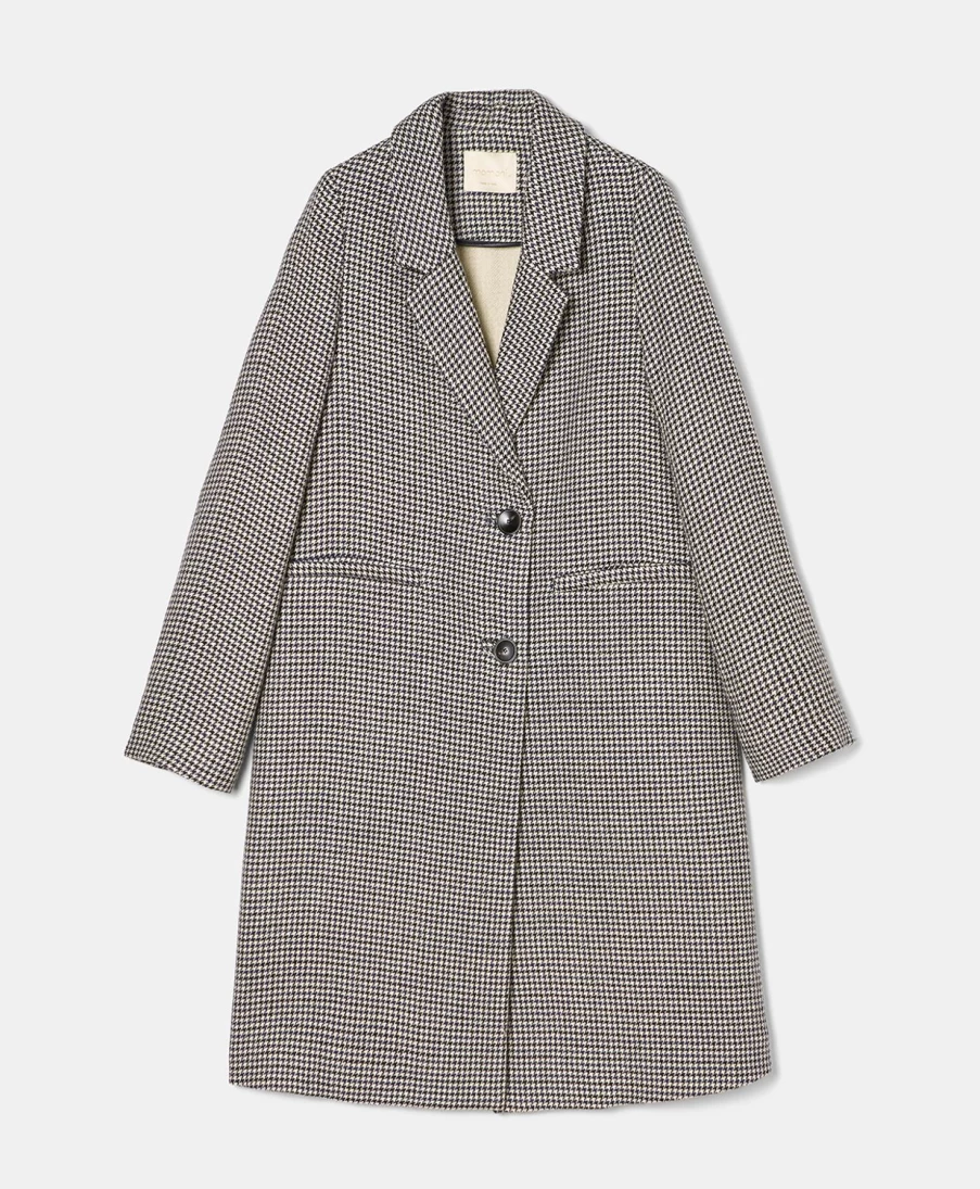 Momoni Women's Belgio Bis Coat in Cream and Blue - Elegant Trench Coat for Women