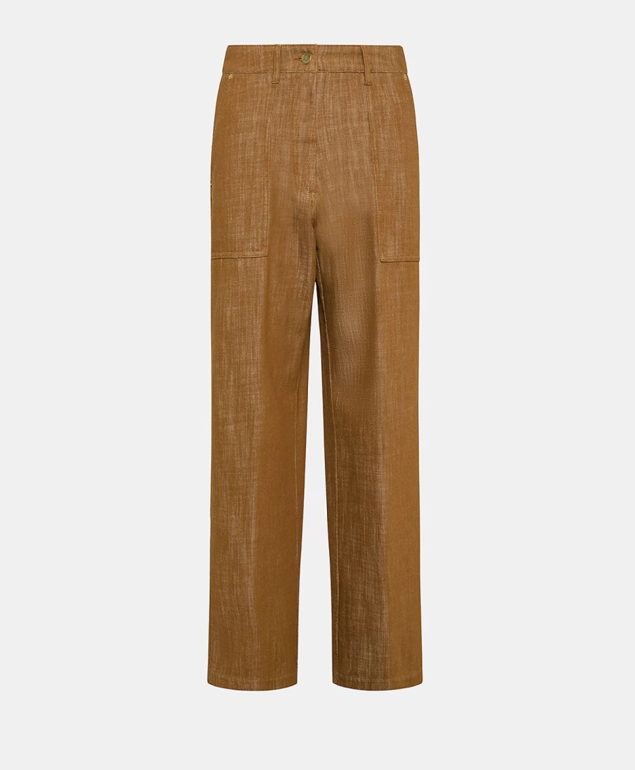 Momoni Women's Lora Denim Pants in Cigar Brown - High Waisted Slim Fit Jeans
