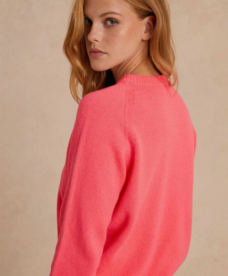 Momoni Women's Fluo Pink Plain Knitwear in Wool/Cashmere Blend