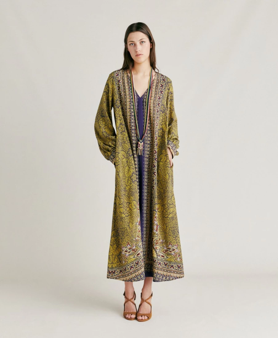 Momoni Women's Adelma Crepe De Chine Dress - Blue Multicolour Floral Print