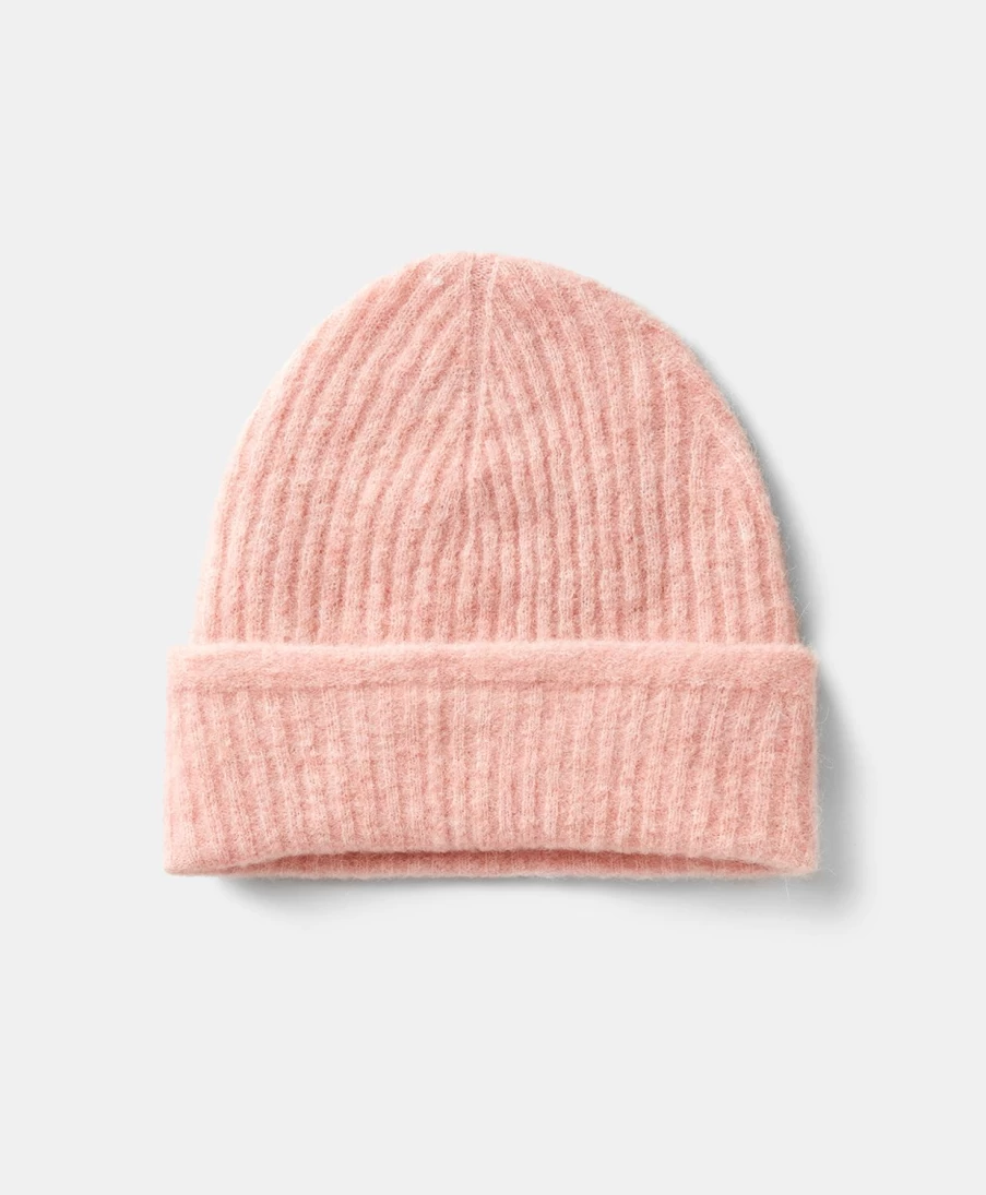 Momoni Women's Zigolo Hat - Soft Fleece-Effect Baby Alpaca Wool, Rose Pink Winter Beanie