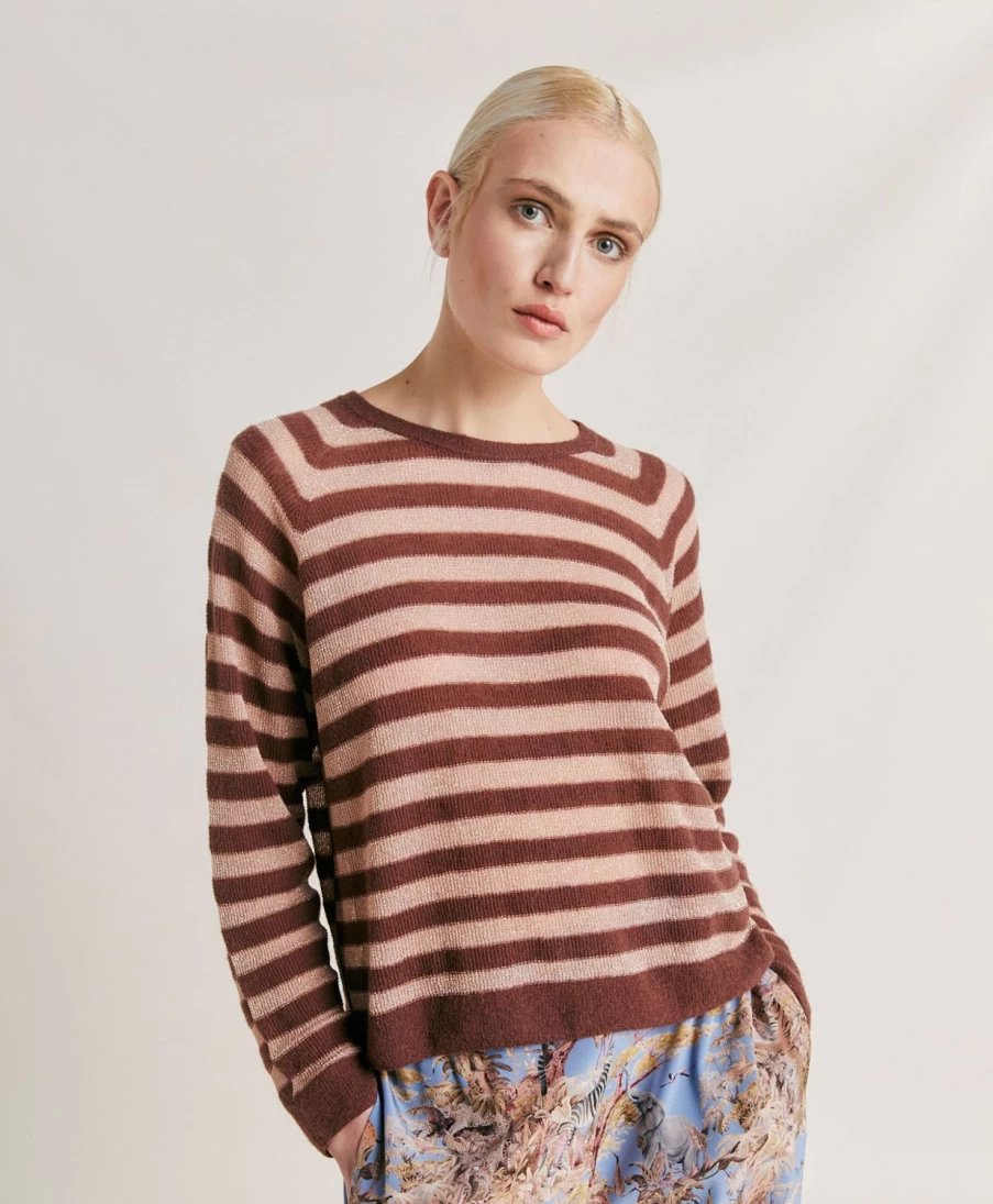 Momoni Women's Striped Lurex Knitwear - Glace Ribbed Sweater