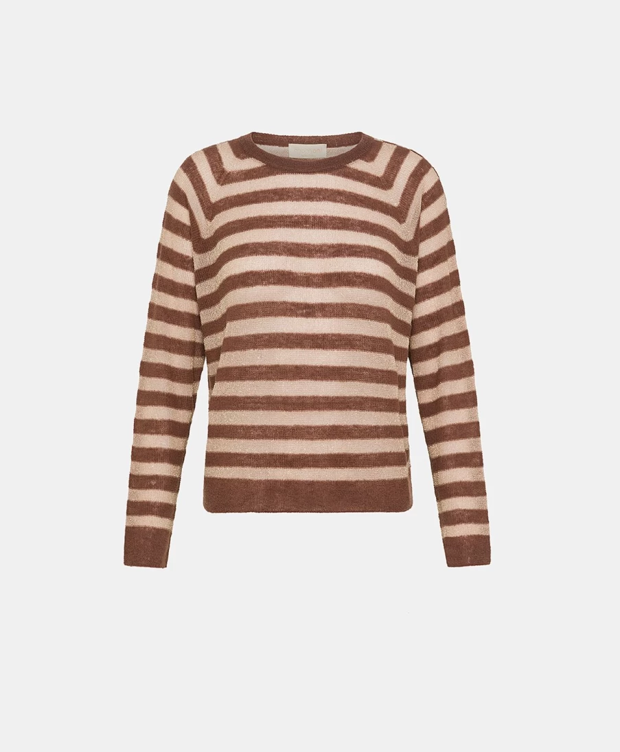Momoni Women's Striped Lurex Knitwear - Glace Ribbed Sweater