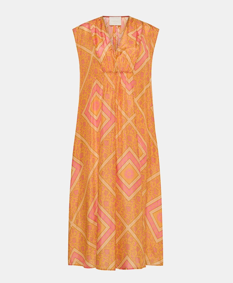 Momoni Women's Scilla Dress - Orange & Fuchsia Floral Haboutai Silk Maxi Dress