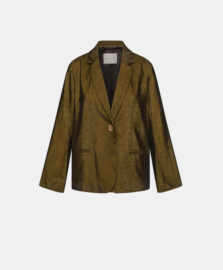 Momoni Women's Emma Jacket - Black & Gold Lurex Needlecord Coat for Women