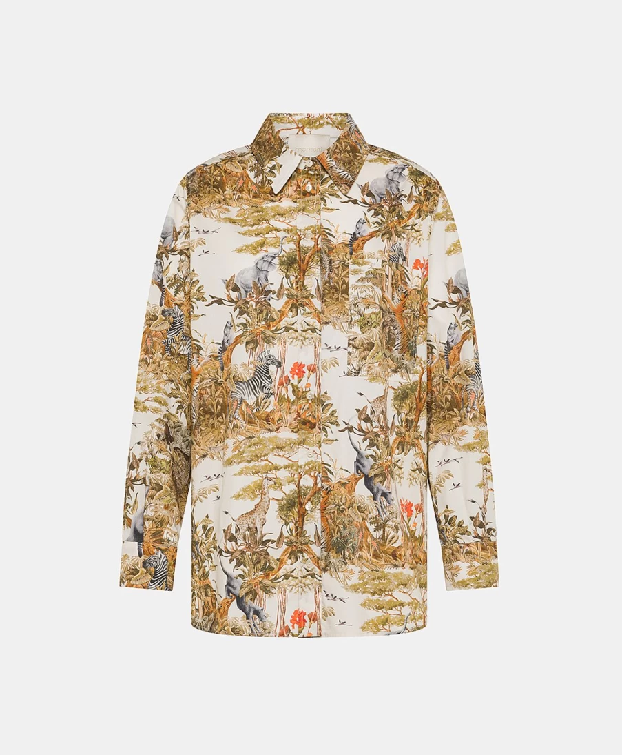 Momoni Women's Poplin Shirt in Cream and Multicolor - Stylish Casual Blouse