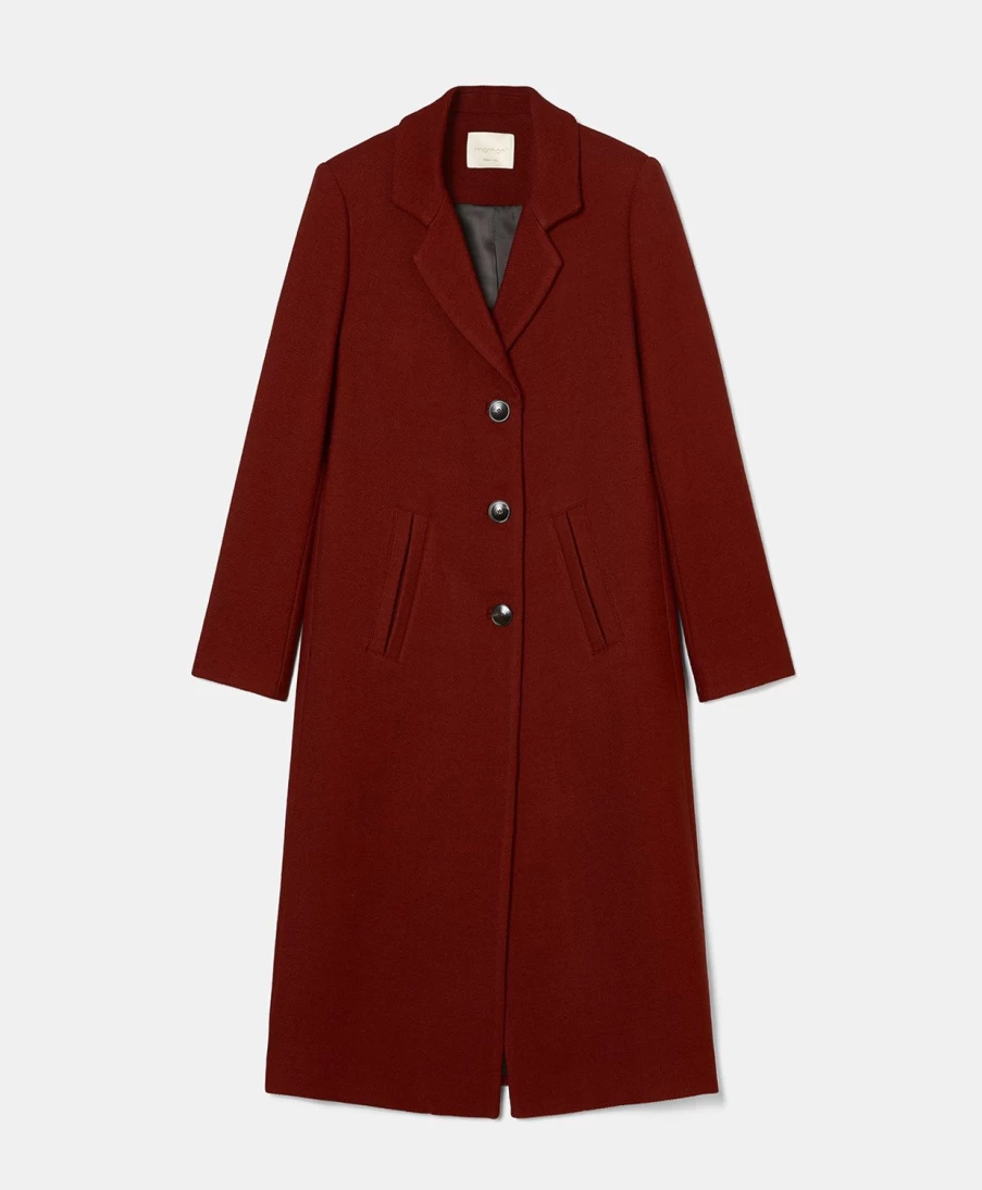 Momoni Women's Vincent Coat in Wine - Elegant Long Trench Coat for Women