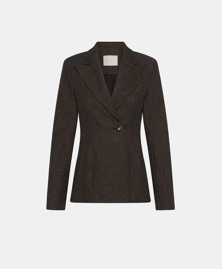 Momoni Women's Black Christian Jacket - Cotton, Wool & Denim Blend Fashion Outerwear