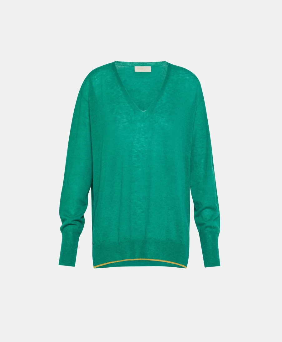 Momoni Women's Emerald Green Light Alpaca Knitwear - Eric Style