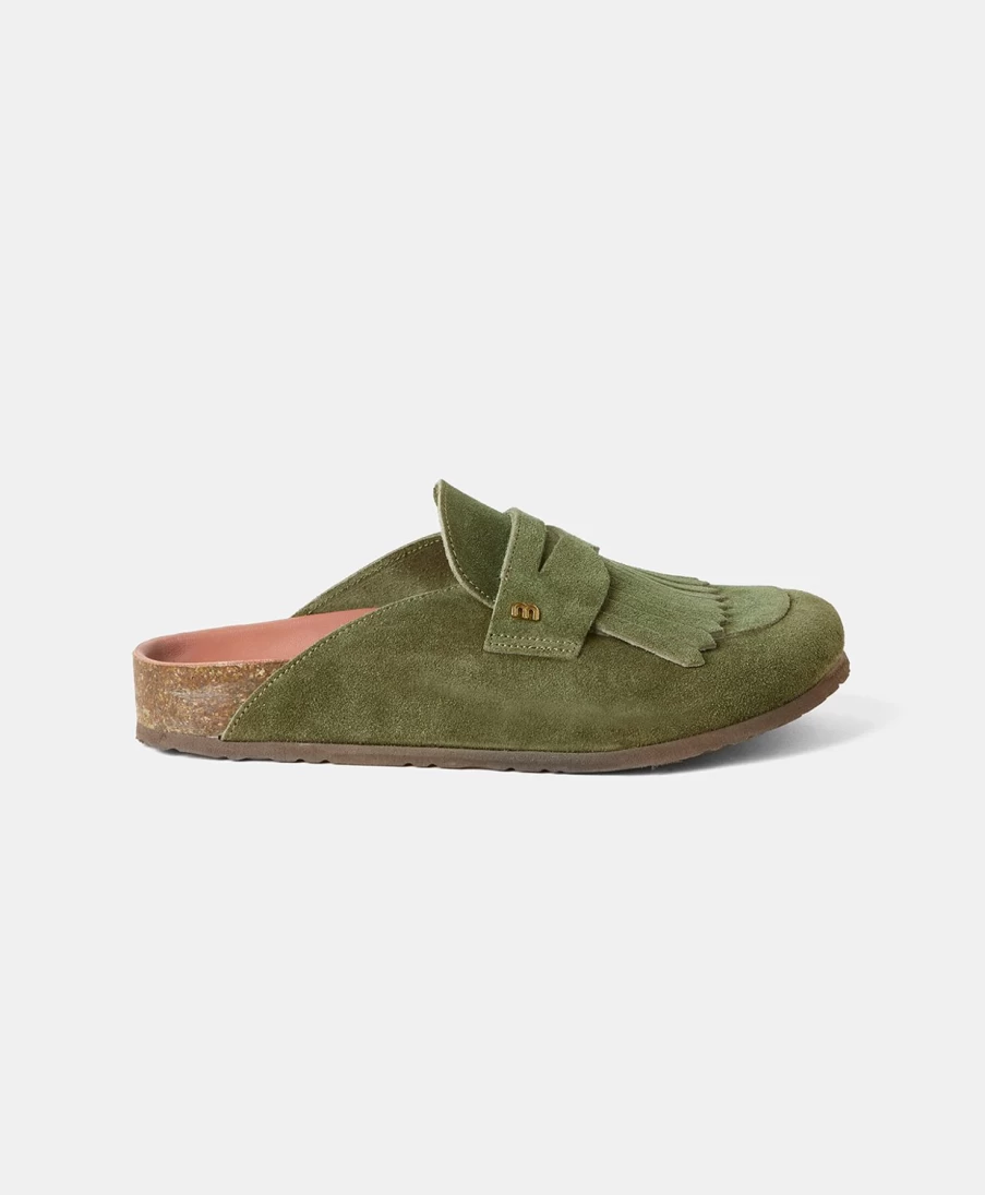 Momoni Women's Fringed Slippers in Grass Green - Comfortable & Stylish Slide Sandals