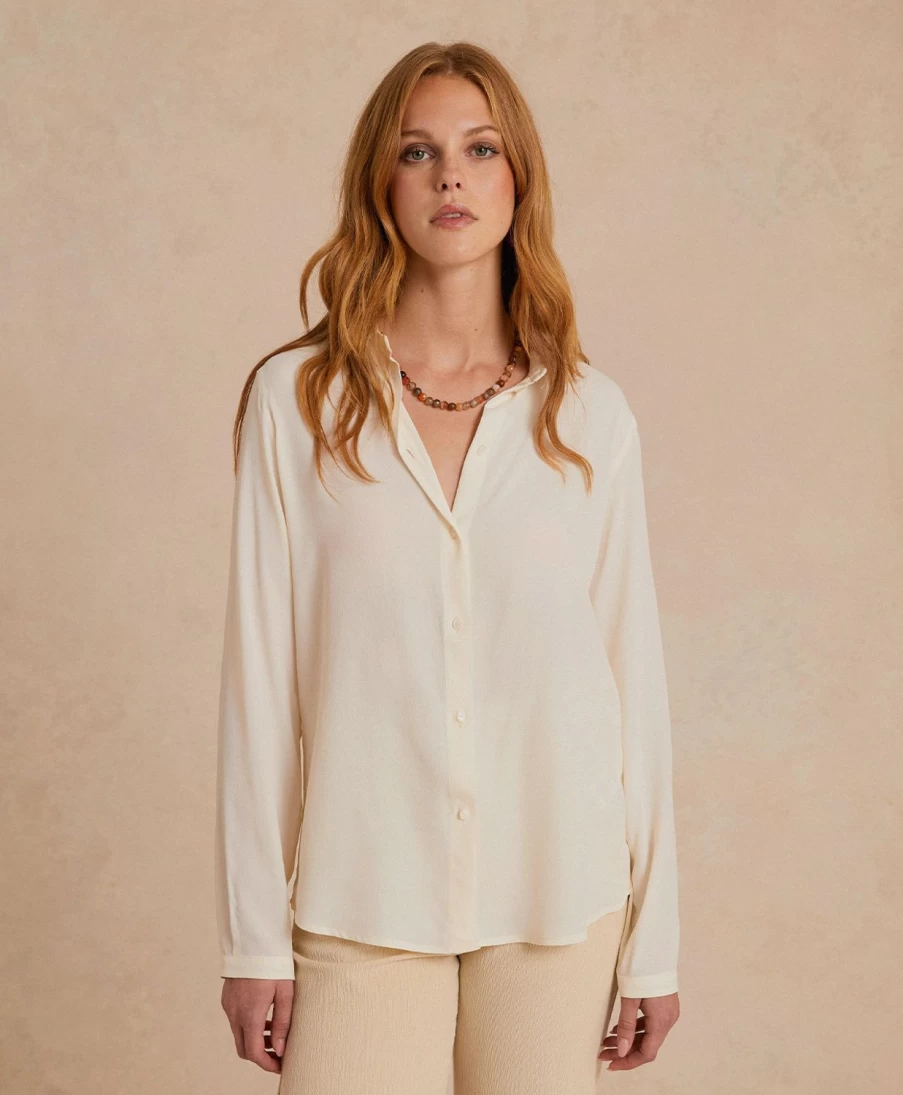 Momoni Women's Meudon Silk Crepe Blend Shirt in Butter