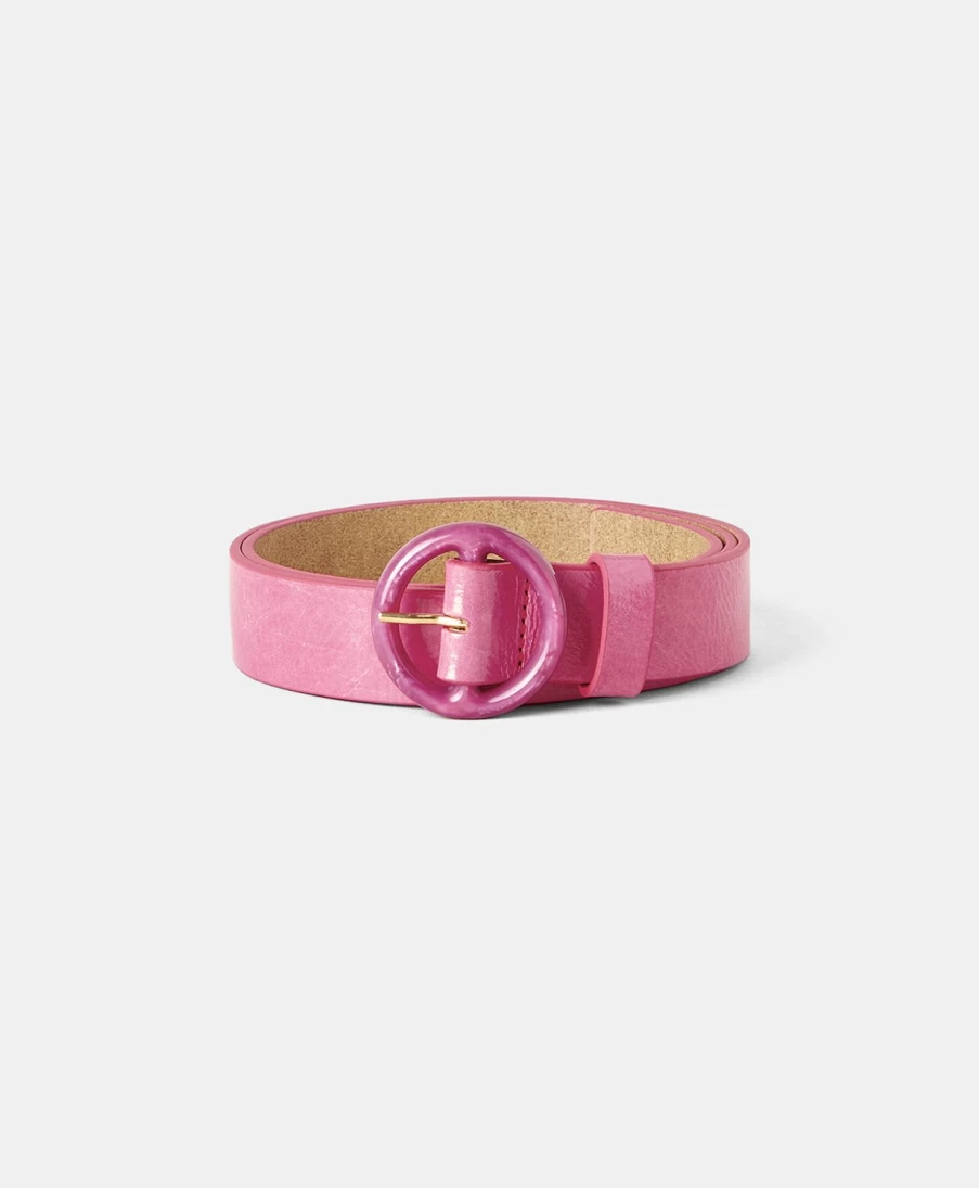 Momoni Women's Damien Bis Belt in Naplak Leather - Fuchsia Pink Fashion Accessory