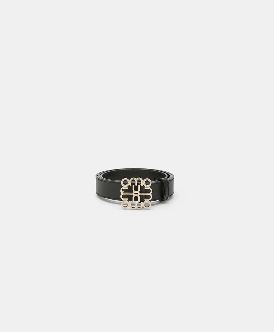 Momoni Women's Bienvenu Black Nappa Leather Belt - Stylish & Elegant Design