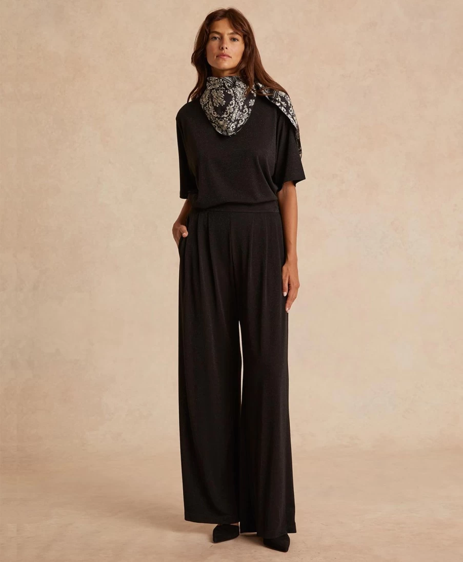 Momoni Women's Lanzarote Black Lurex Jersey Pant - Stylish & Comfortable