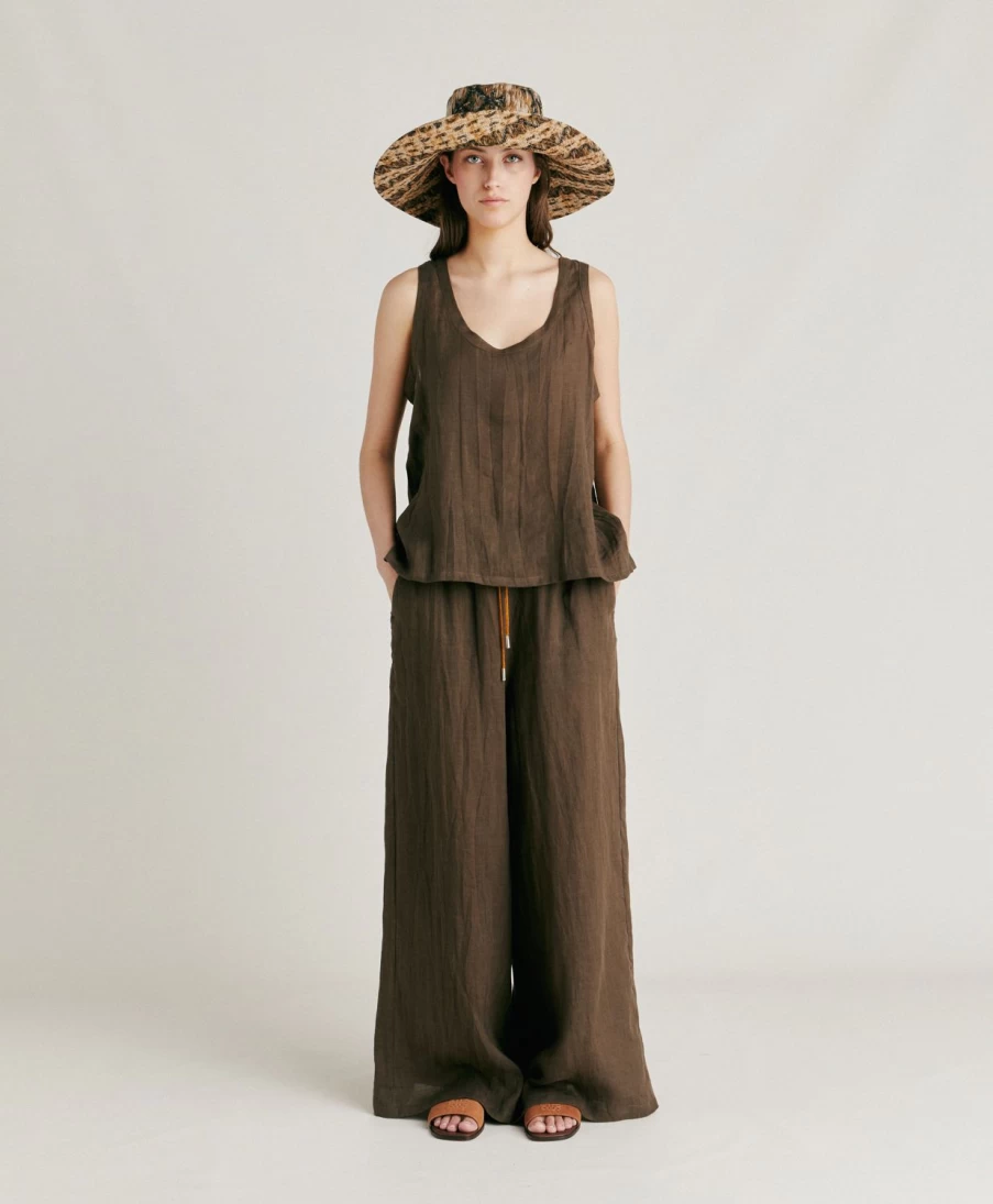 Momoni Women's Linen Pant in Army Green - Aliterru Style Comfort Fit