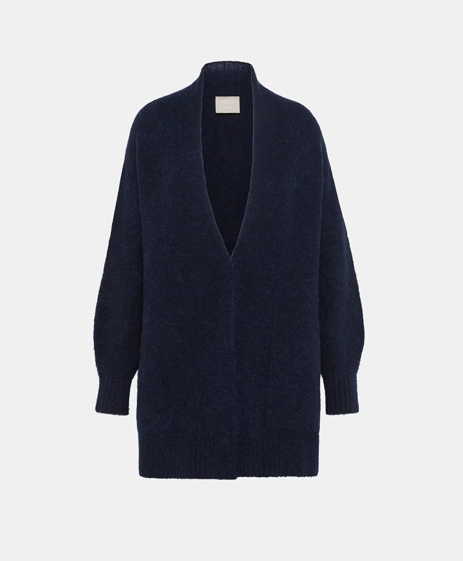 Momoni Women's Blue Fleece-Effect Baby Alpaca Cardigan - Cozy Chamonix Style