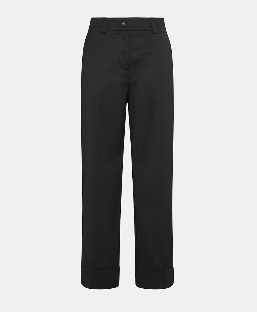 Momoni Women's Mokaite Cool Wool Pants - Black Elegant Trousers for Ladies