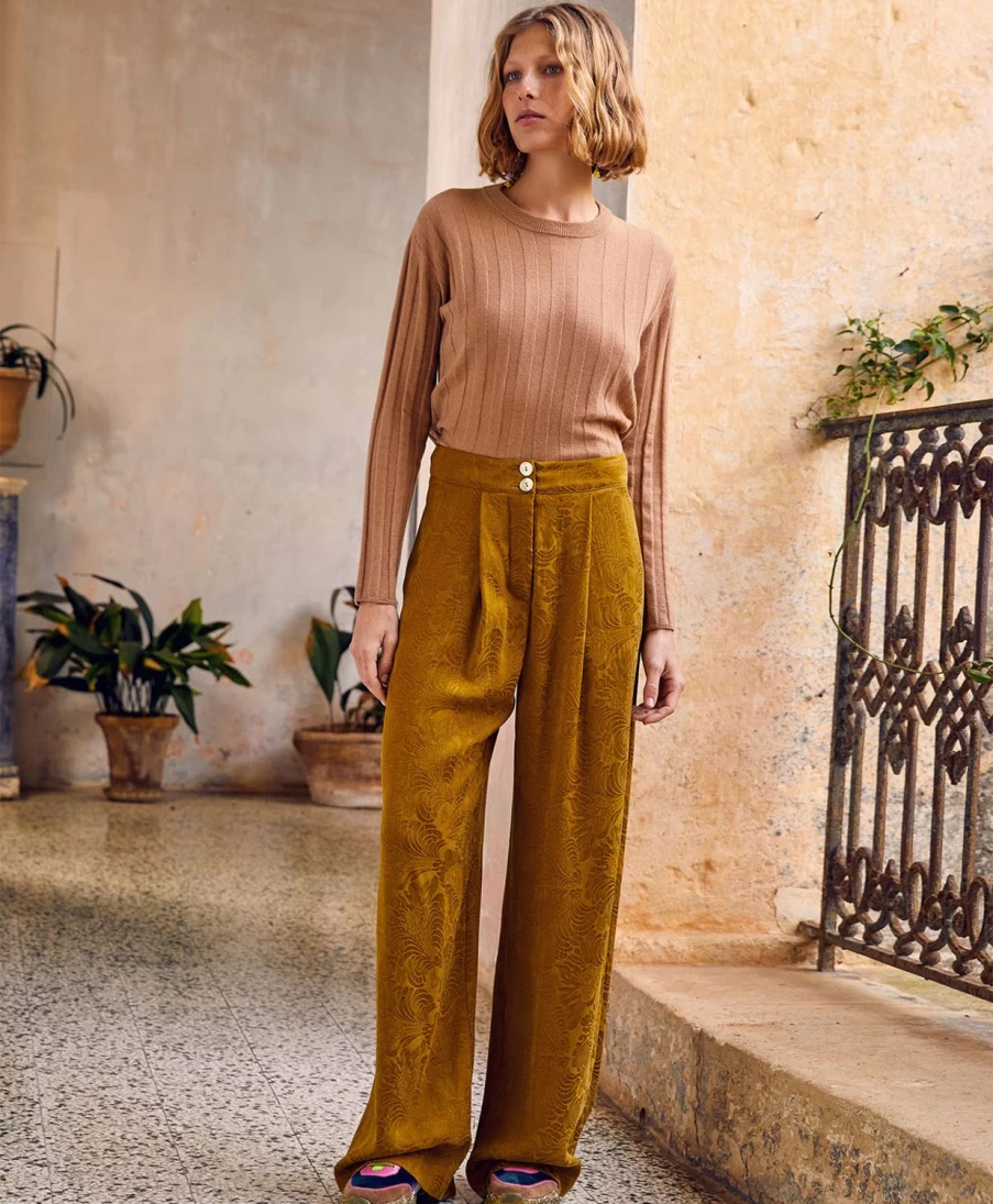 Momoni Women's Pascal Pant in Jacquard Cupro - Oil Washed Style