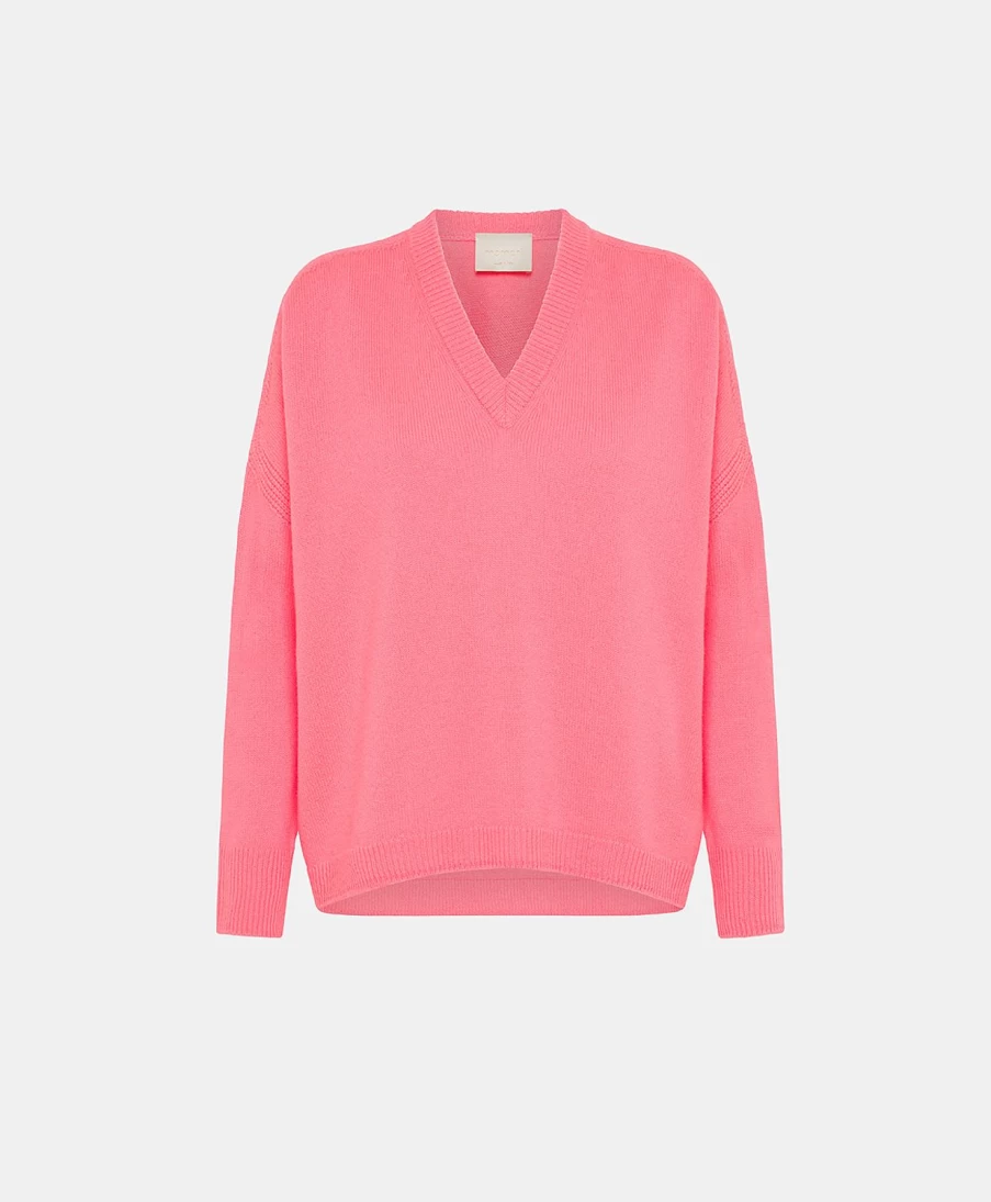 Momoni Women's Fluo Pink Ariel Knitwear - Soft Wool/Cashmere Blend Sweater