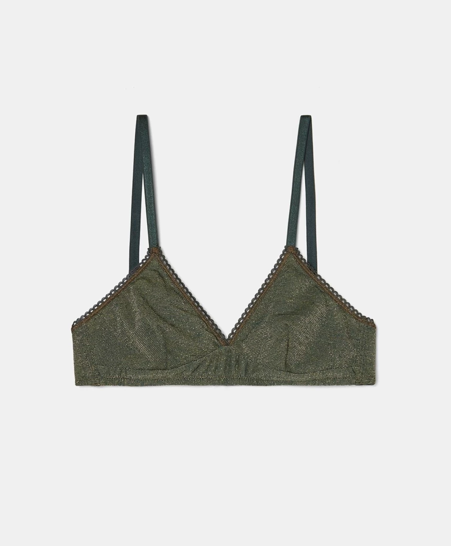 Momoni Women's Forest Green Lurex Jersey Tutu Bra - Elegant Comfort & Style