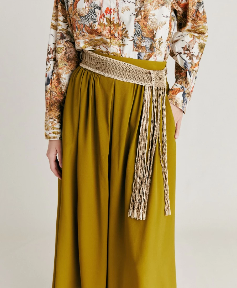 Momoni Women's Sand & Cream Fringe Belt - Stylish Boho Accessory