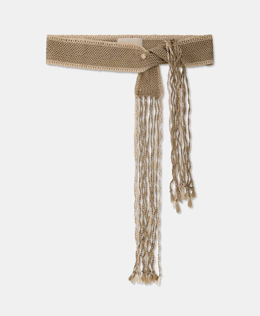 Momoni Women's Sand & Cream Fringe Belt - Stylish Boho Accessory