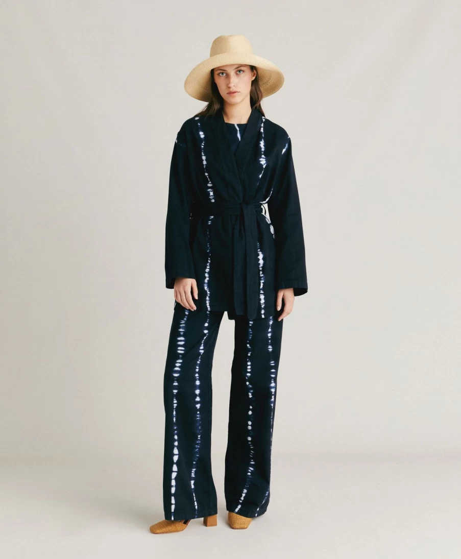 Momoni Women's Eugenie Tie-Dye Gabardine Jacket in Ink - Stylish Printed Coat