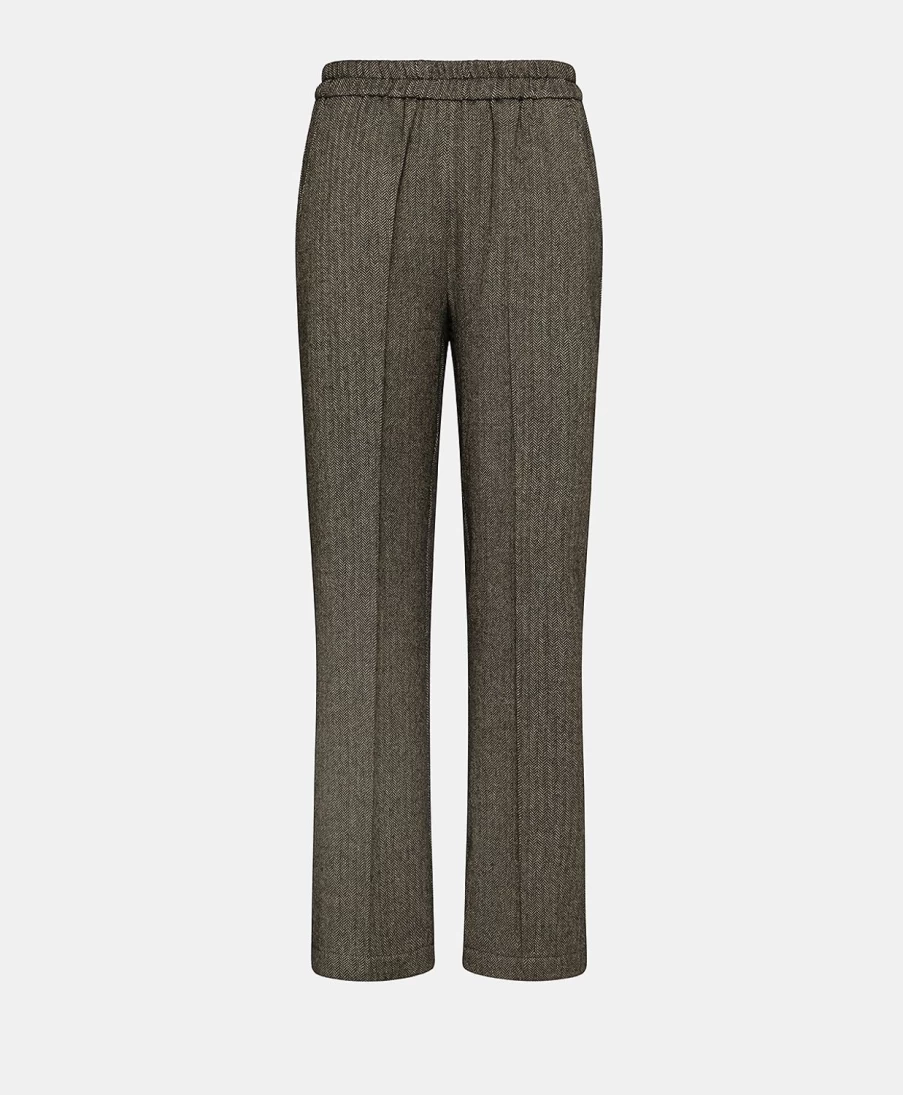 Momoni Women's Rainier Herringbone Linen Blend Pant - Black