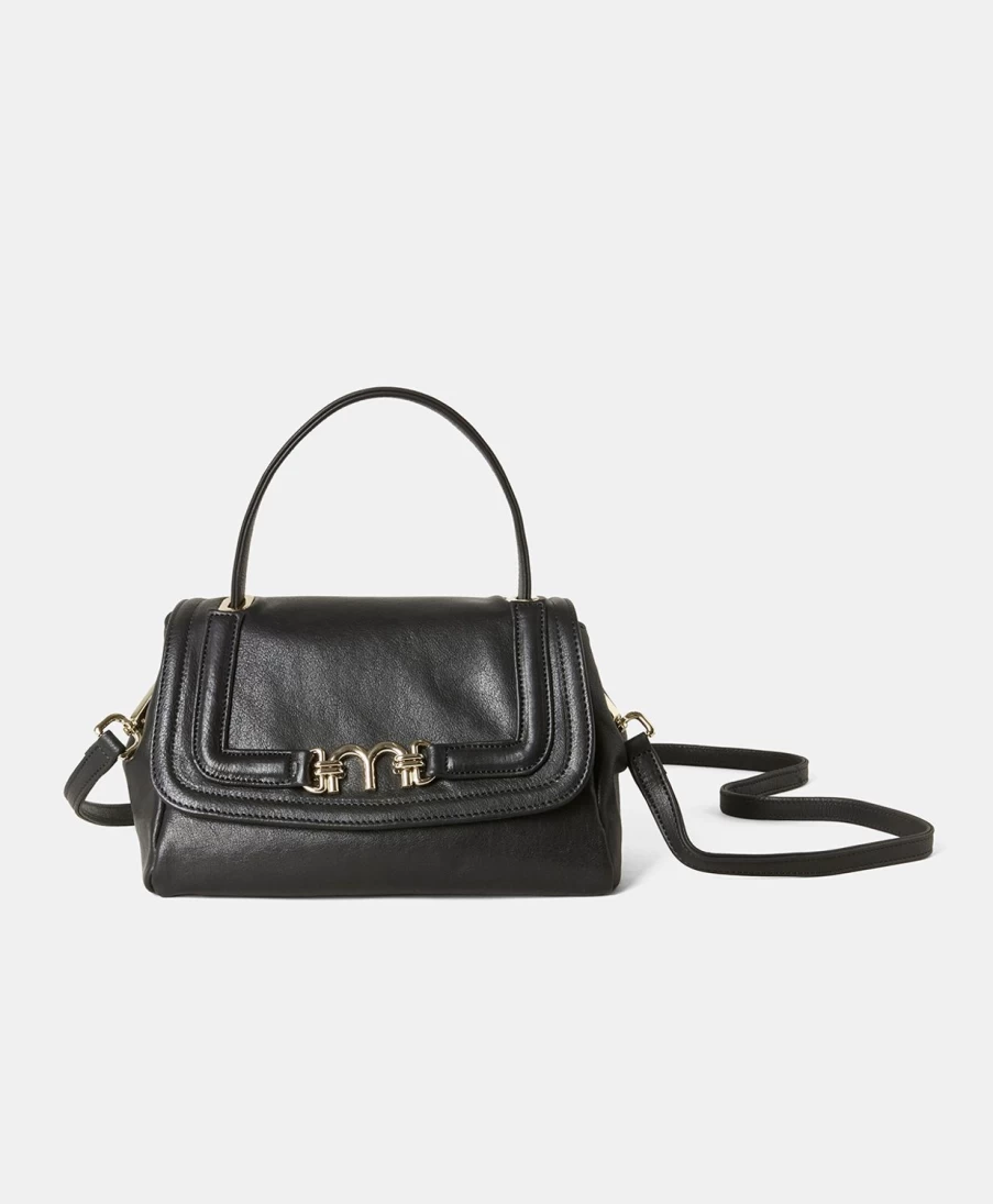 Momoni Women's Petit Flore Leather Handbag - Black Crossbody Bag for Women