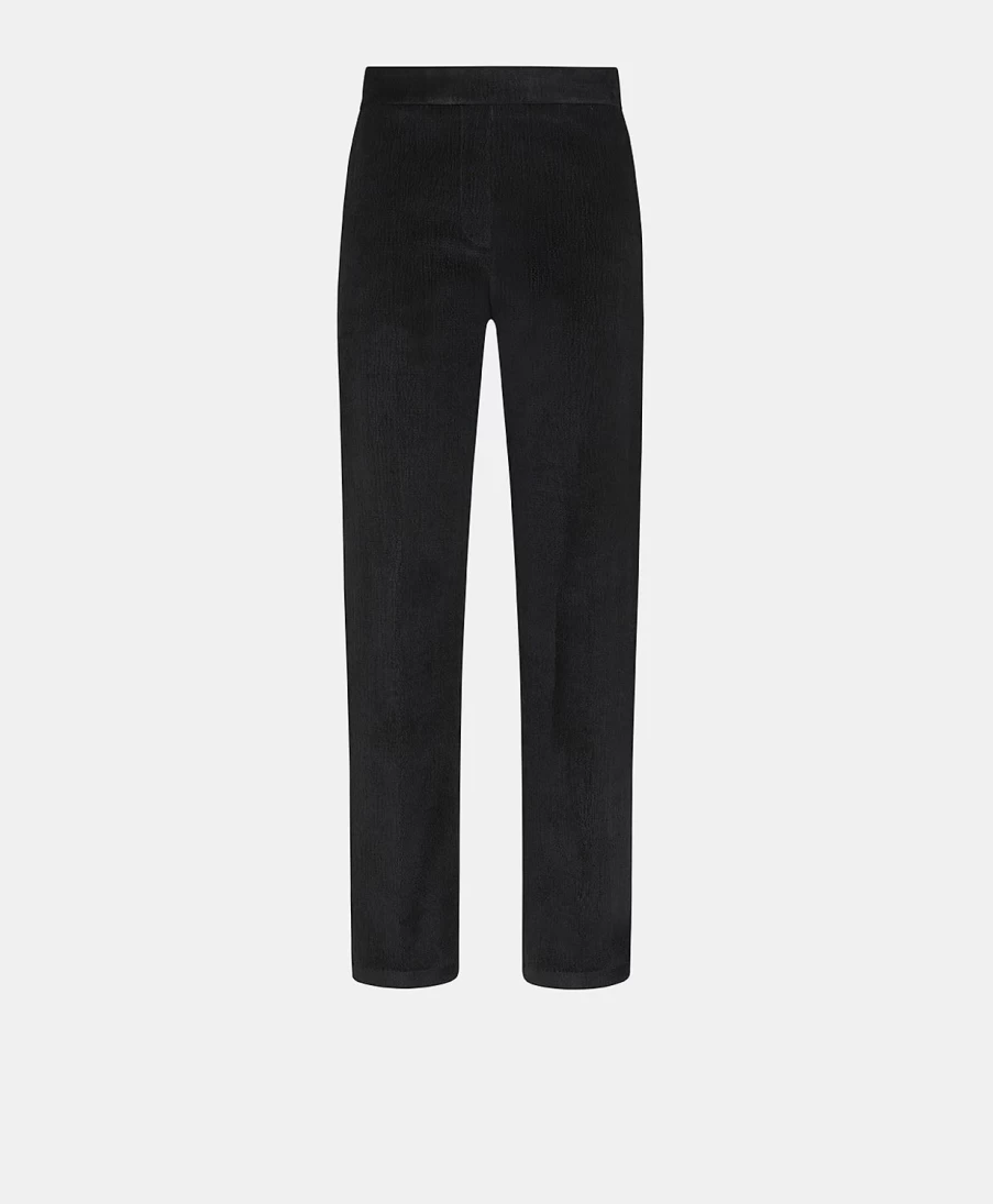 Momoni Women's Black Stretch Ribbed Haiti Pant - Co/Mo Comfort Fit