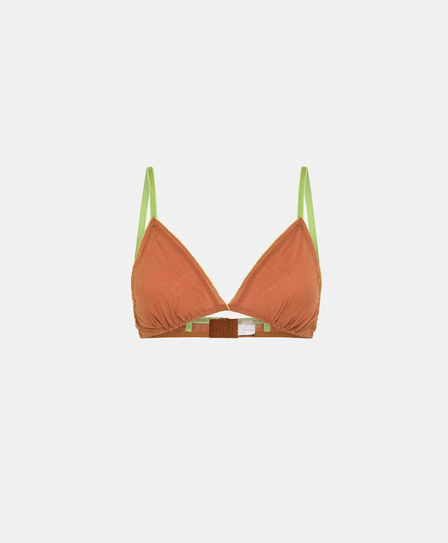Momoni Women's Vipera Bra - Soft Cotton Voile, Comfortable Lingerie in Terracotta