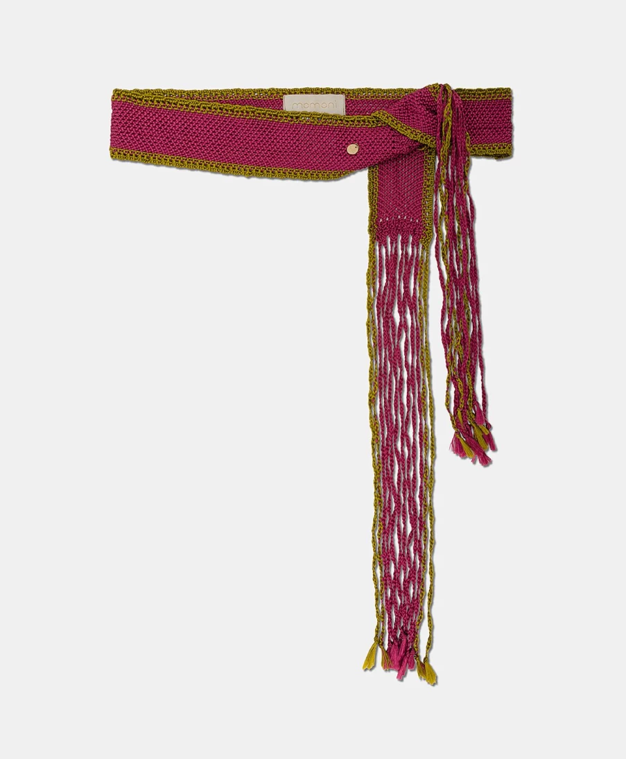 Momoni Women's Fringe Detail Belt in Cyclamen and Lime - Stylish Millor Design for Fashion Accessories