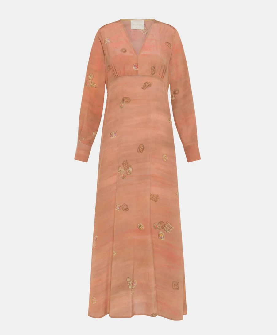 Momoni Women's Floral Crepe de Chine Junco Dress in Rose Multicolour