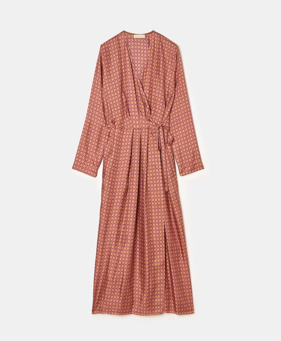 Momoni Women's Rust/Orchid Printed Silk Twill Abies Dress