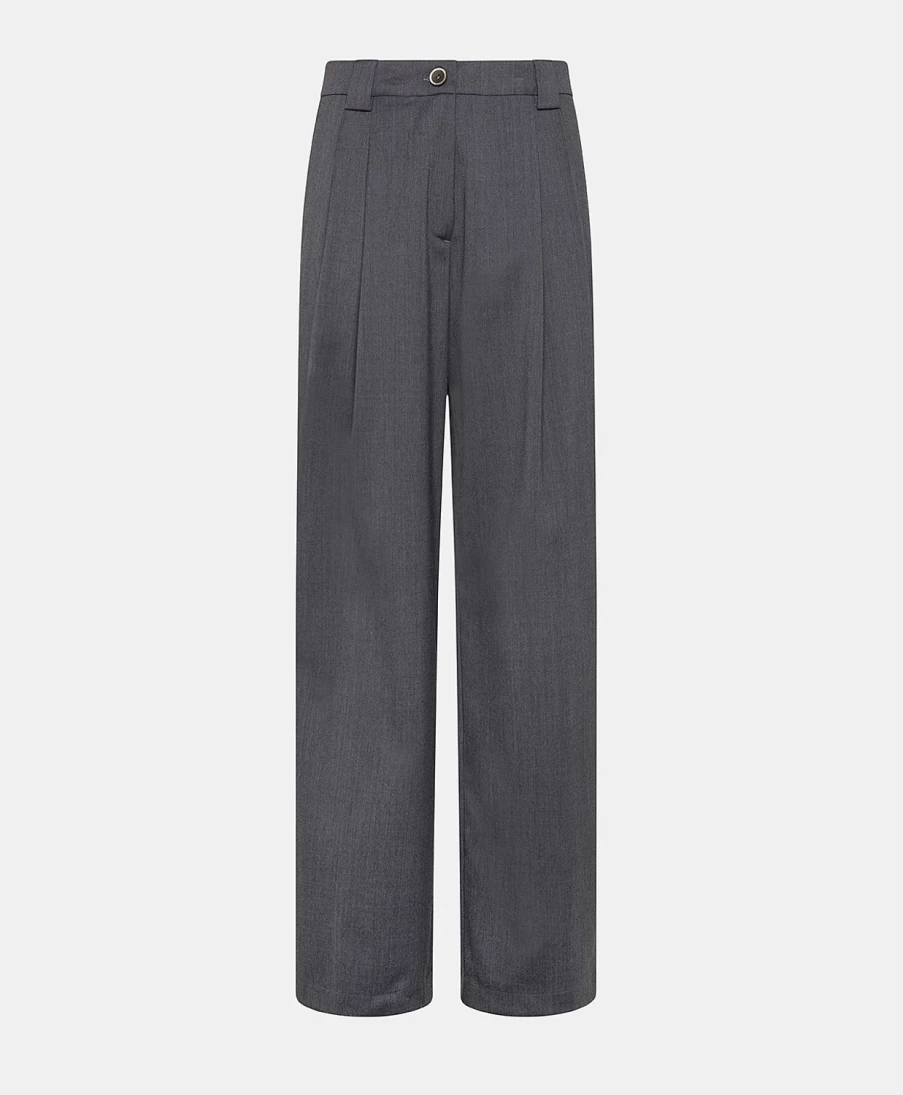 Momoni Women's Adam Pant in Cool Wool - Gray Melange Trousers for Women