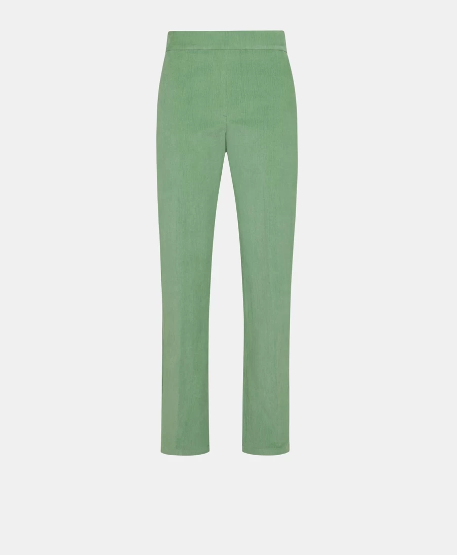 Momoni Women's Haiti Stretch Ribbed Pant in Water Green - Comfortable Co/Mo Fabric