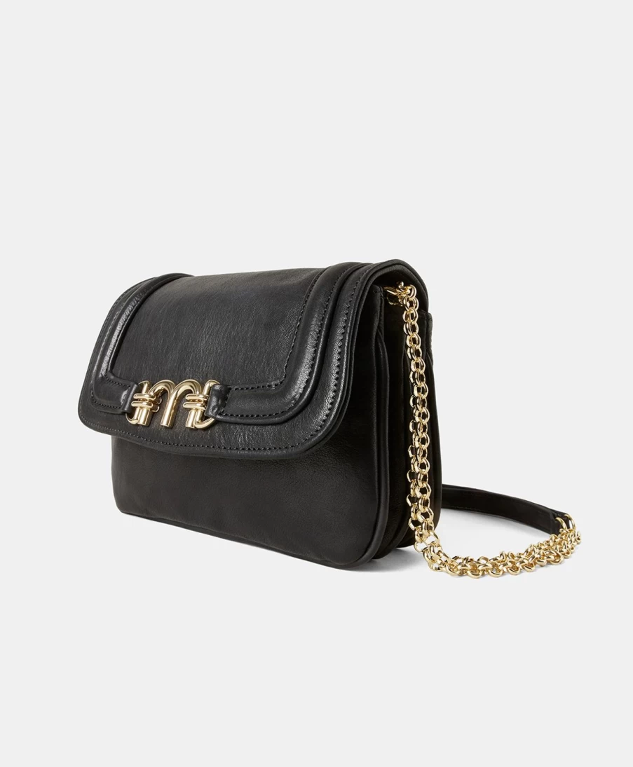 Momoni Mimi Flore Leather Handbag for Women - Black Crossbody Bag