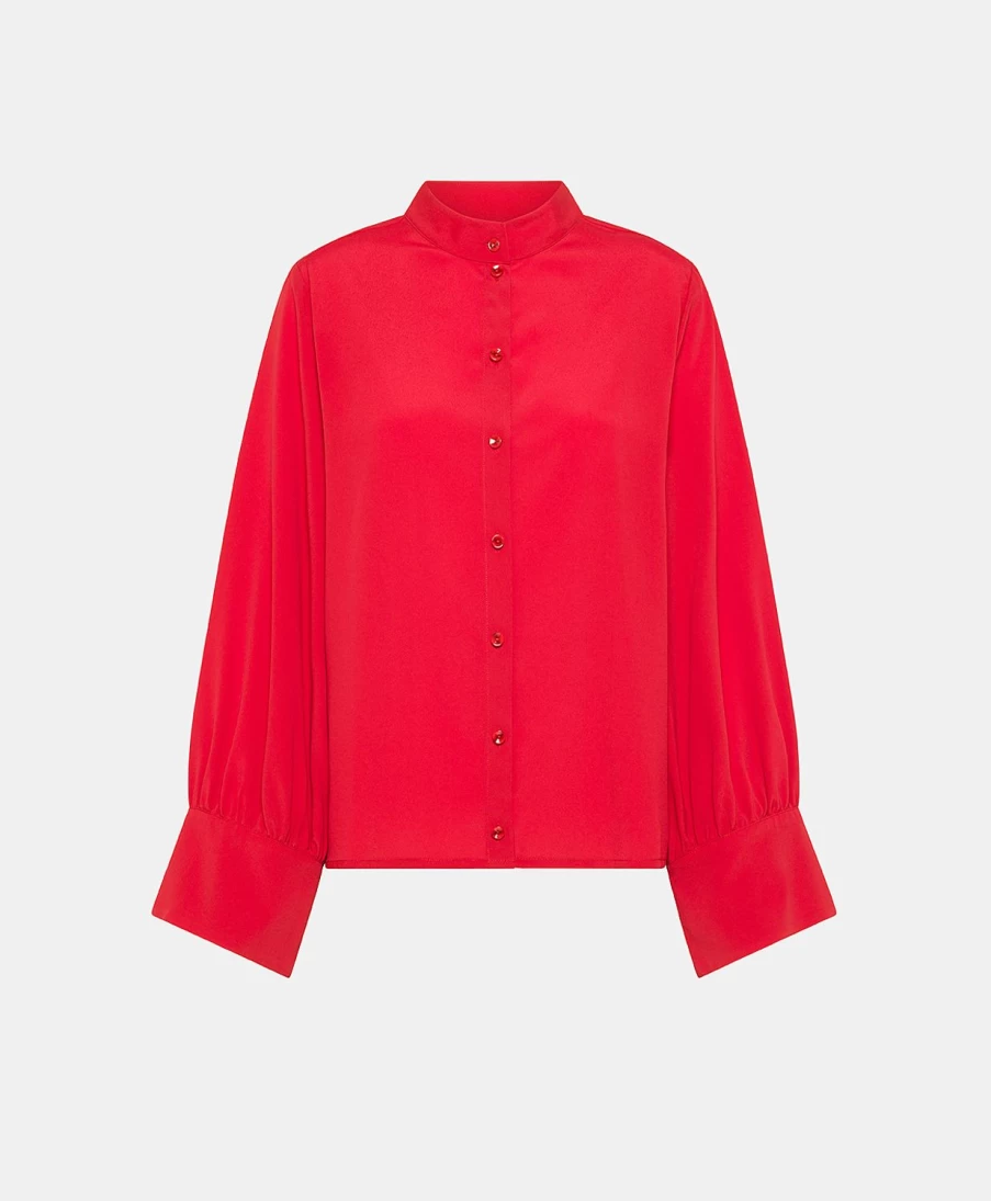Momoni Women's Azalea Franklin Shirt - Plain Acetate Silk Blouse for Women