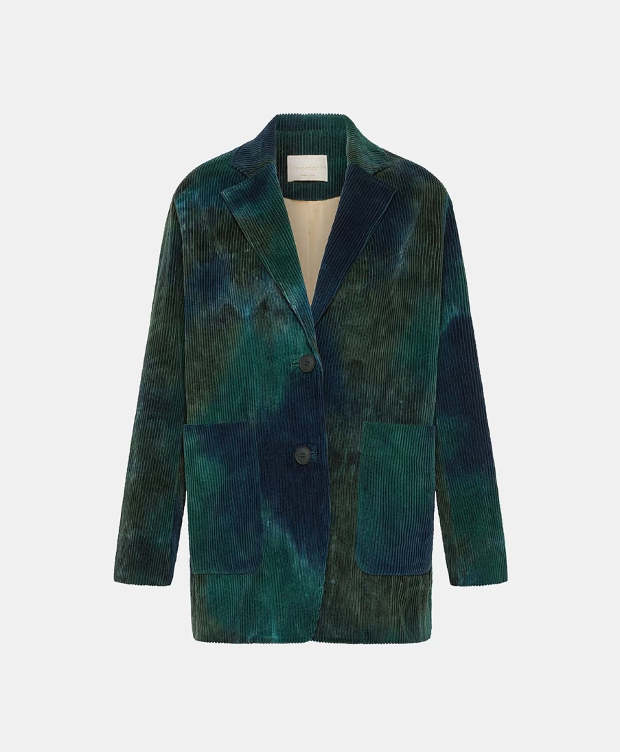 Momoni Women's Tie Dye Corduroy Mindy Jacket - Multicolor Green Eco-Friendly Vintage Style