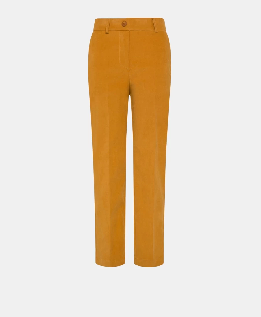 Momoni Women's Lyon Stretch Corduroy Pants in Peach - Comfortable High-Waisted Trousers
