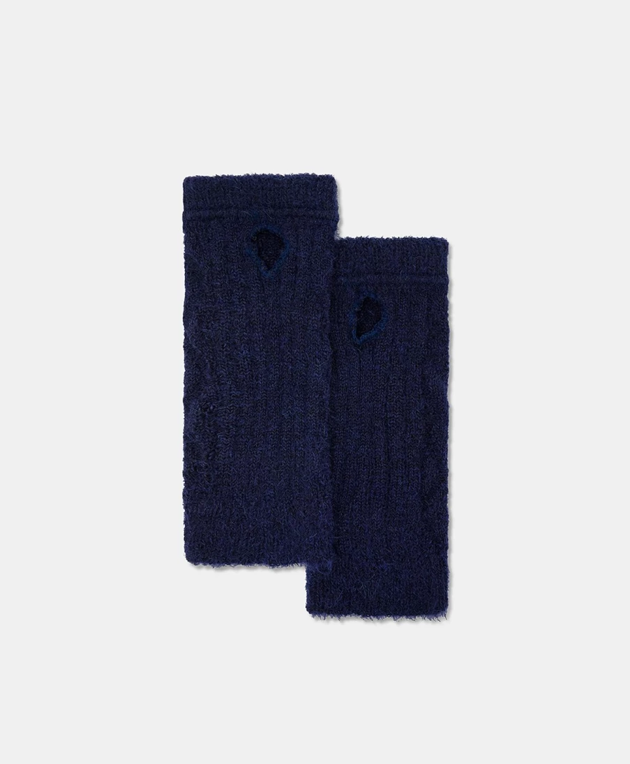 Momoni Women's Augustine Blue Mohair Gloves - Soft Winter Handwear
