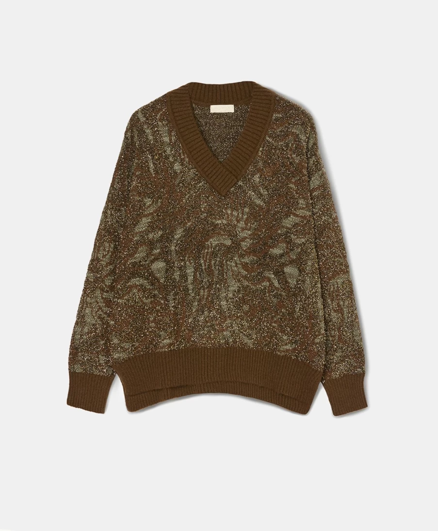 Momoni Women's Dark Green Jacquard Knit Sweater - Carice Design