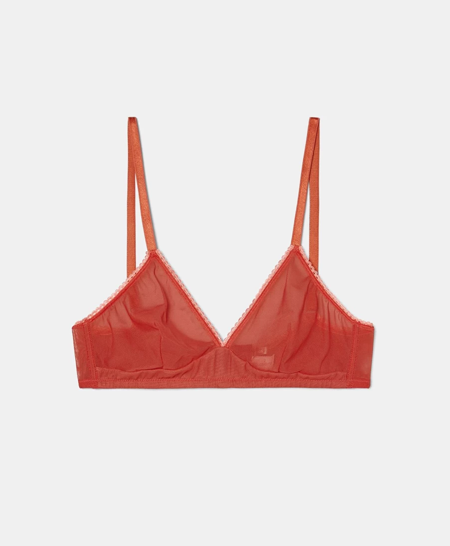 Momoni Women's Orange Tulle Tutu Bra - Soft Comfortable Bralette for Dance and Fashion