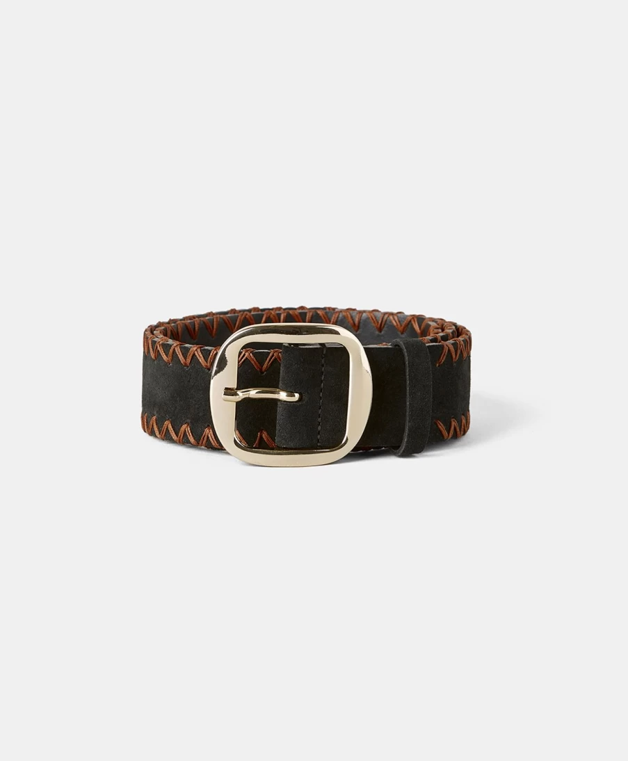 Momoni Women's Lambert Belt - Stylish Black Leather Waist Belt for Women