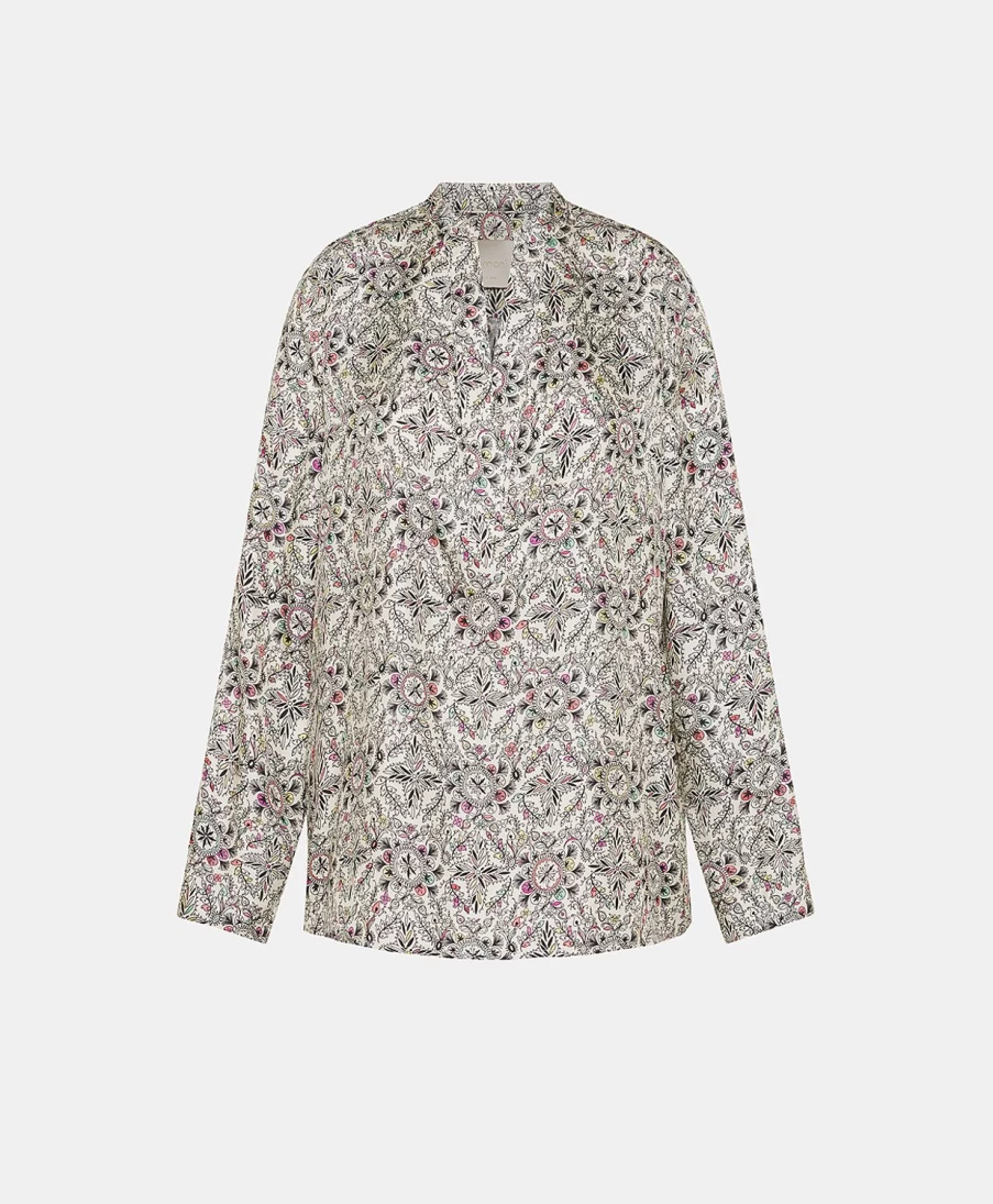Momoni Women's Atlanta Blouse - Printed Multicolor Silk Twill Top