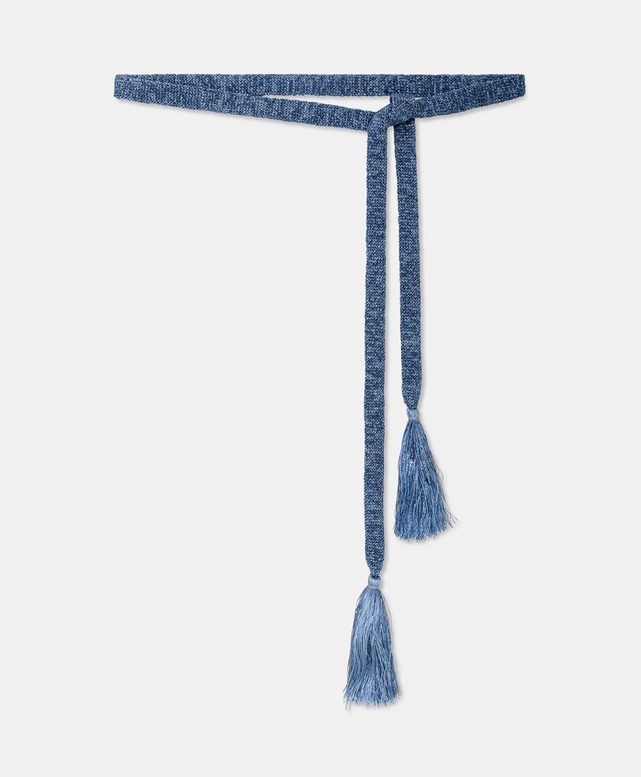 Momoni Women's Cerulean Ontano Belt with Elegant Tassel Detail